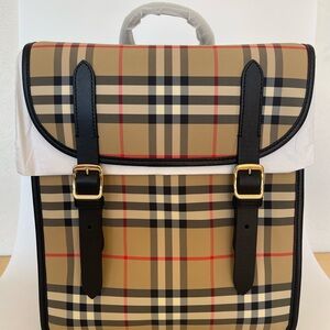 Burberry Tan and Black Plaid Backpack